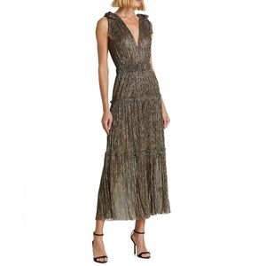 SABINA MUSÁYEV Helena Metallic Tiered Maxi Dress size L